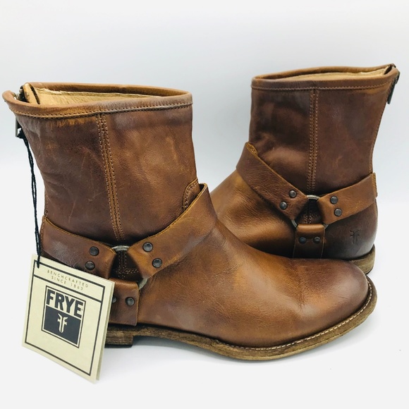 Frye Phillip Harness Back Zip Cognac Mens Boot - Picture 3 of 8